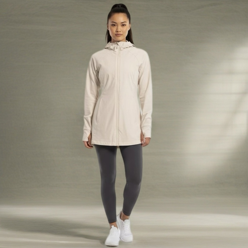 All in Motion Women's Lightweight Hooded Full-Zip Windbreaker Jacket, Cream S